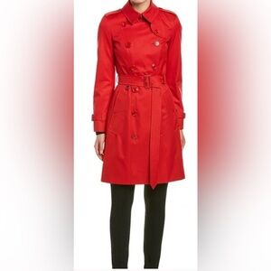 Burberry "The Chelsea" Red Gabardine Trench Coat